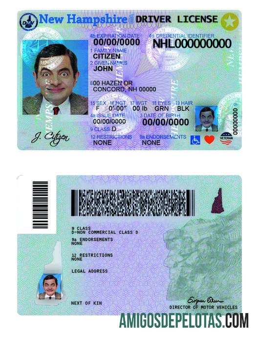 Carta de condução dos EUA em New Hampshire baixar para verificação